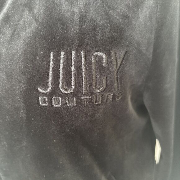 Juicy Couture Black Velour Cropped Tracksuit Jacket Zip Up Hoodie Size Medium - Picture 2 of 8